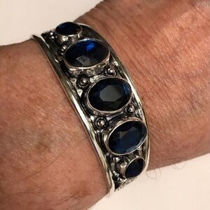 Tanzanite Stamped 925 Sterling Silver Cuff Bracelet